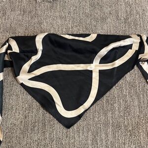 Black Silk top with Cream Ribbon Pattern